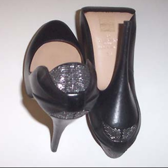 VALENTINO black lthr stud crystals detail pumps 36 - Picture 6 of 8